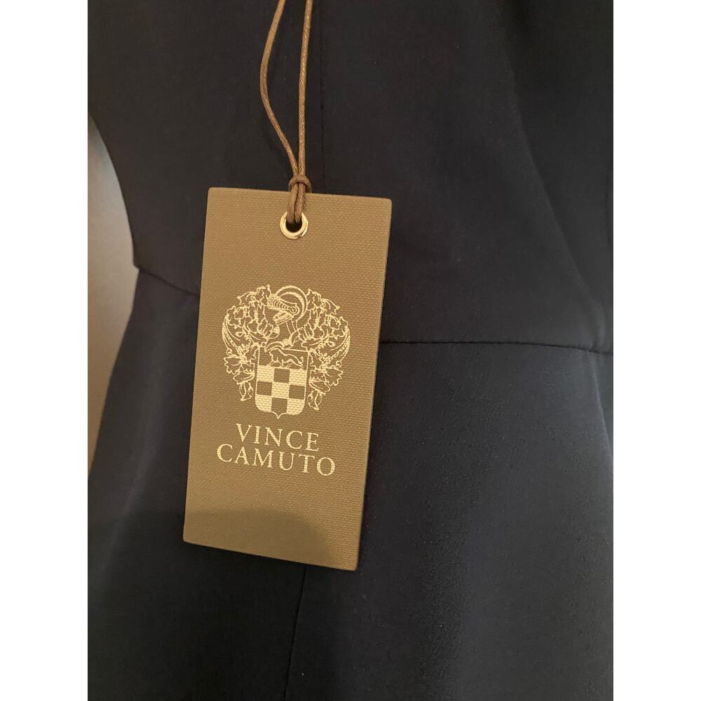 Vince Camuto Peplum Fluted Halter Gown Navy Formal Maxi Prom MOB Black Tie Dress - Picture 11 of 11